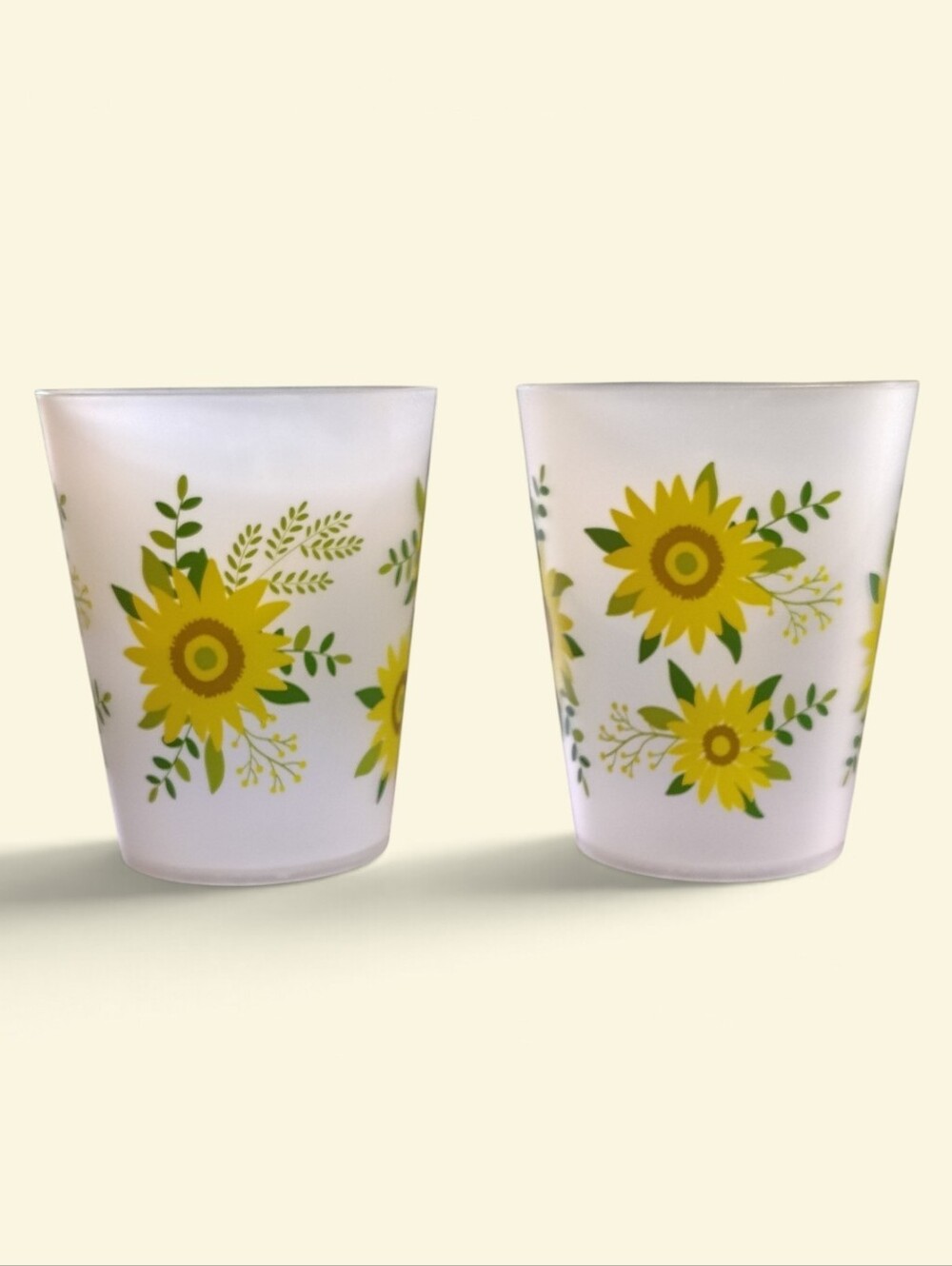 Floral Frosted Tumbler - Yellow Sunflowers